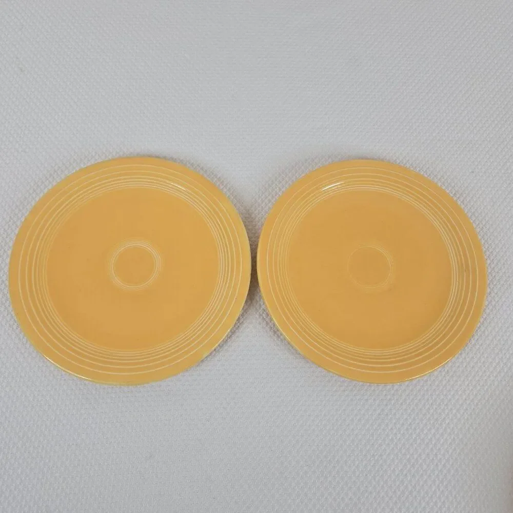Vintage Yellow Fiesta Ware Bowls Saucers Lot Of 6